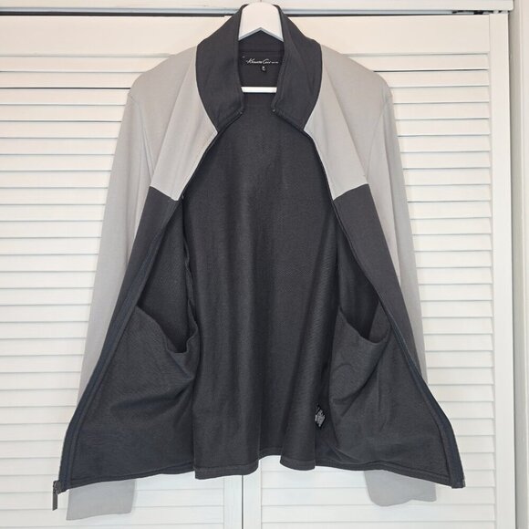 KENNETH COLE NY Gray Colorblock Zip Cotton Jacket Stand Collar Men Medium Sporty - Picture 3 of 14